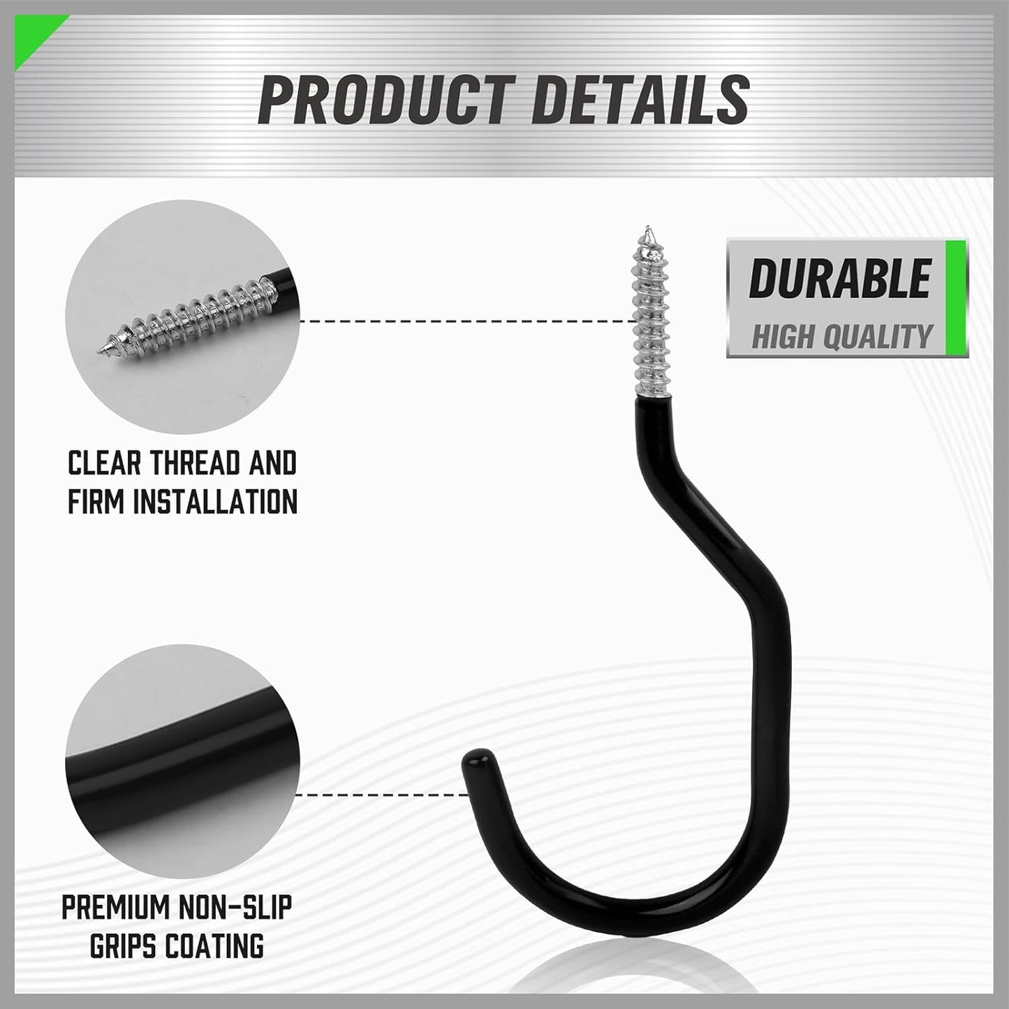 SWANLAKE 8-Piece Heavy Duty Garage Bike Hooks, 6-inch Bike Hooks for Garage Organization, Wall & Ceiling Mount Screw in Hanging Hook, Max Unit Load 100LBS Rustproof Utility Hook Bikes Hanger