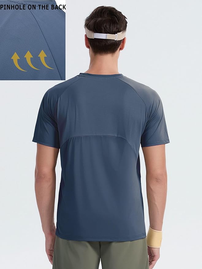 Moisture Wicking Quick Dry Soft Pickleball Workout Hiking Camping Running Shirts for Men Outdoor Sports