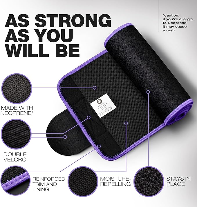 ActiveGear Premium Waist Trimmer & Trainer Belt for Men and Women - Sweat-Enhancing Slimming Wrap for Stomach, Adjustable Fit