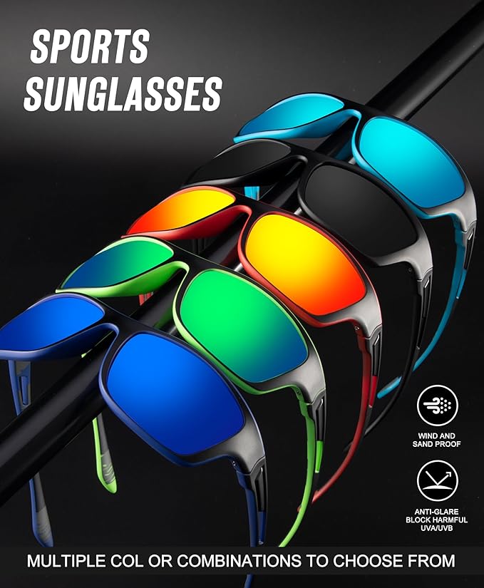 KALIYADI Polarized Sunglasses for Men, Sports Sun Glasses for Driving Cycling Fishing with UV protection