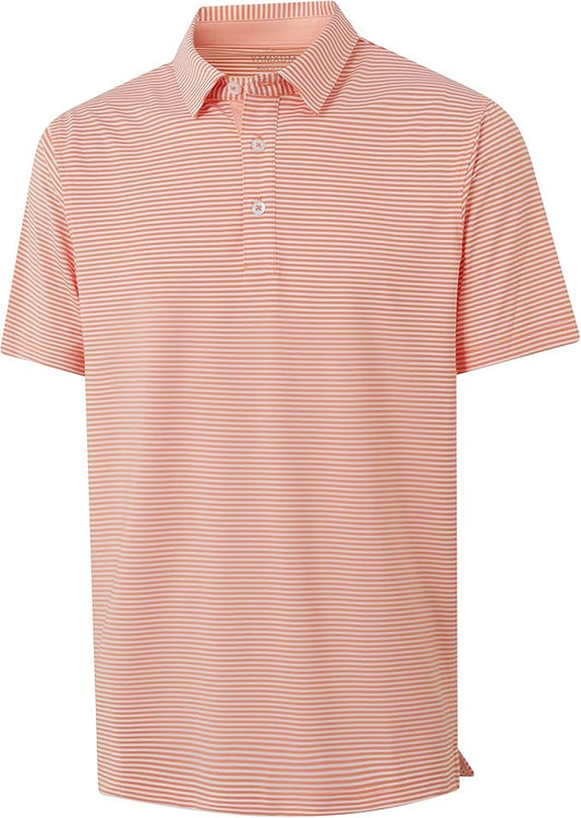 Golf Shirts for Men - Moisture Wicking Short Sleeve Performance Sport Casual Striped Collared Mens Polo Shirt