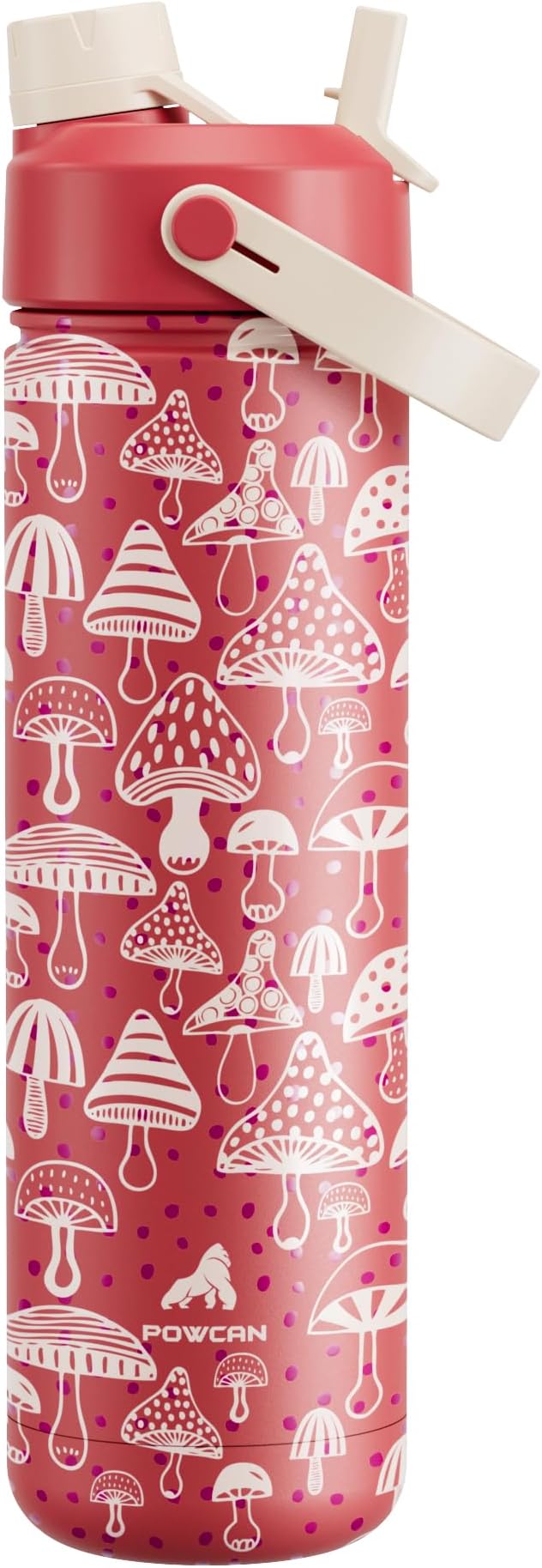 26 oz Insulated Water Bottle with 2-in-1 Straw and Spout Lid, Keep Cold 24H, Leak-Proof, Fits in Car Cup Holder, Stainless Steel Water Bottle for Sports, Travel, Gym, and School (Shroom Parade)