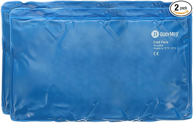 BodyMed Reusable Vinyl Ice Pack (2-Pack) for Knee, Arm, Elbow, Shoulder, Back - Professional Grade Cold Therapy for Injuries, Aches, Swelling, Bruises, Sprains - 21 in. x 13 in. (Oversize)