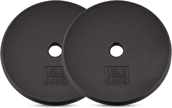 Yes4All Standard 1" Cast Iron Weight Plate - Ideal for Strength Training - Multiple Weight: 5LB to 25LB (Single & Set of 4)