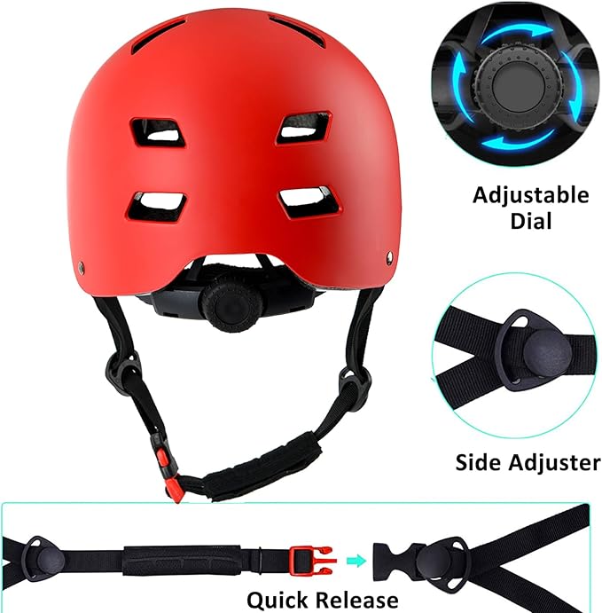 Bike Helmet 3 Sizes for Teenager Kids Youth Adults,Bavilk Skateboard Helmet Adjustable Multi-Sport Bicycle Cycling Scooter Roller Skate Inline Skating Rollerblading for Girls Boys Women Men Teen