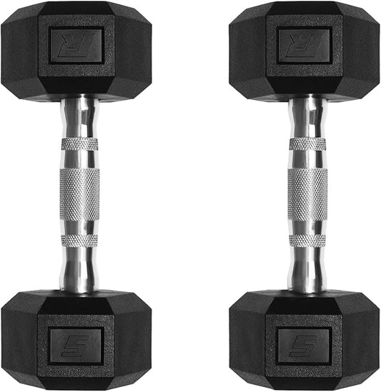 RitFit 5-650 LBS PVC Encased Hex Dumbbell Sets with Optional Rack for Home Gym, Hand weight with Chrome Handle for Strength Training, Workouts