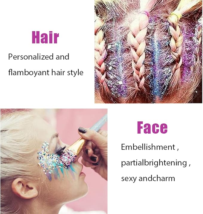 Purple Face Glitter Gel,Mardi Gras Carnival Singer Concerts Festival Rave Accessories,Body Glitter,Sequins Face Glitter Paint Makeup,Sparkling Hair Chunky Glitter for Women,50ML
