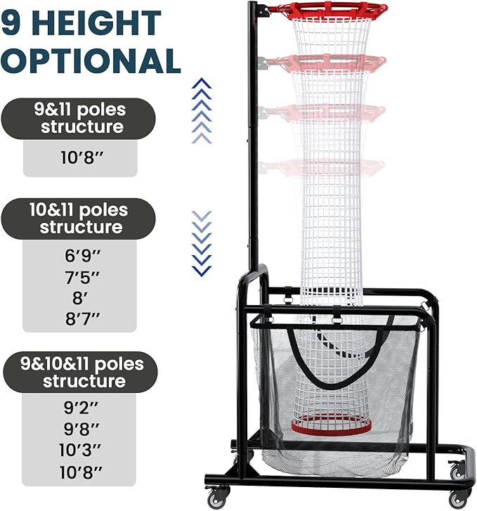 Volleyball Setter Training Equipment – Adjustable Height & Angle, Precision Target Cloth for Accurate Setting, Portable with Wheels, Ball Storage Net Bag Skill Levels