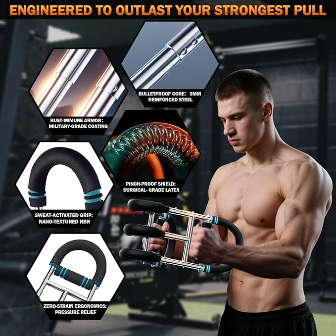 Twister Arm Trainer, 60-110lb Adjustable Chest Workout Equipment, Anti-Slip Grips & Double-Spring Safety, Arm Trainer for Men/Women, Portable Home Fitness Equipment