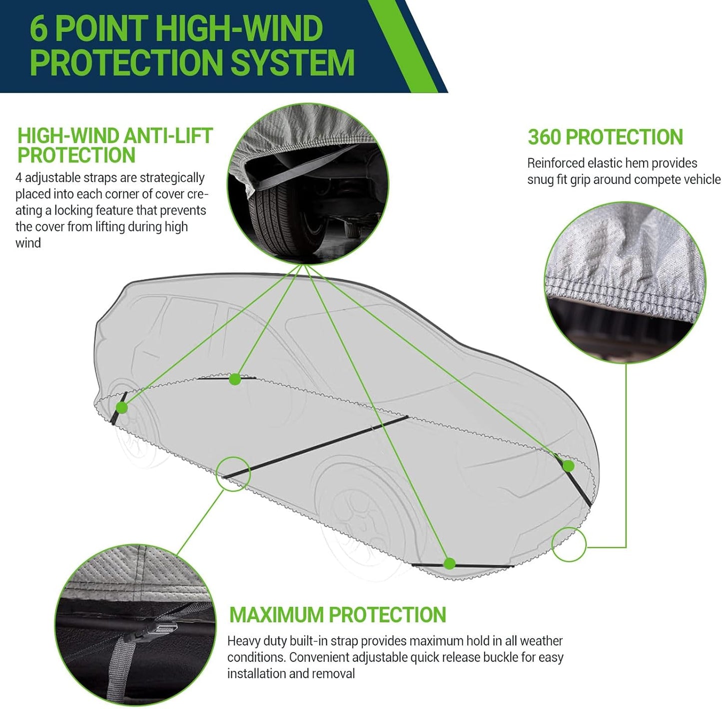 All Weather Waterproof Truck Car Cover, 7-Layer Non-Woven Cotton Car Covers for Automobiles Car Snow Cover, Full Exterior Covers, Winter Rain Sun, Grey, Size Truck T1