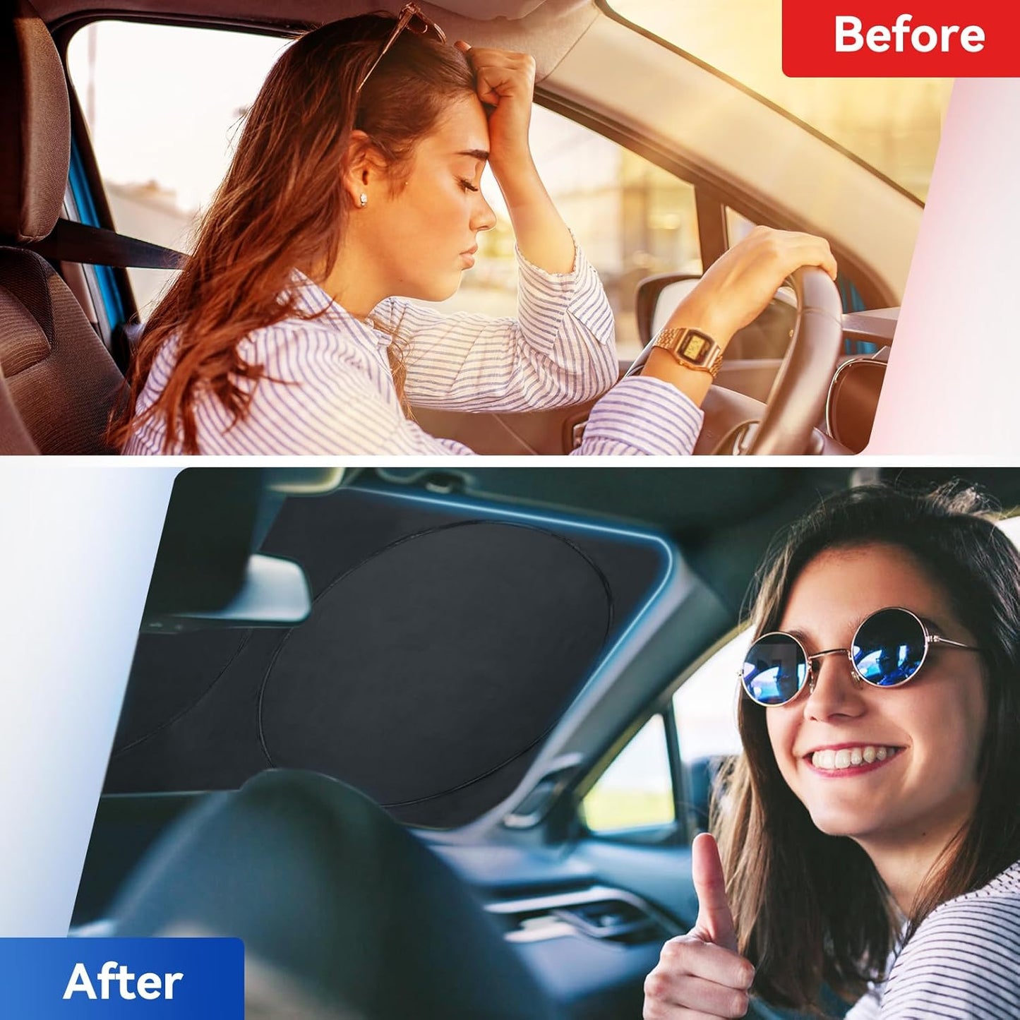 ARANA Semi Truck Sun Shade for Windshield丨240T Thicken Sunshade for Semi-Truck Front and Side Window丨Foldable Windscreen Sun Visor Fit Semi, Commercial, Big Rig Trucks, RV丨163 x36