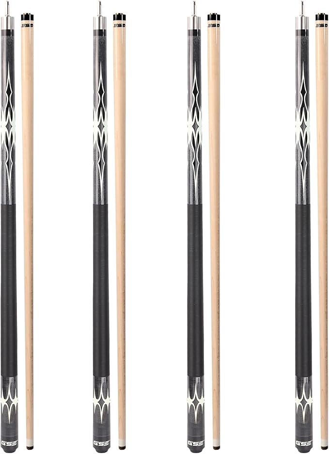 GSE Games & Sports Expert 58" 2-Piece Canadian Maple Hardwood Billiard Pool Cue Sticks for Men/Women, House or Commercial/Bar Use (Several Colors, Weight 18oz, 19oz, 20oz, 21oz Available)