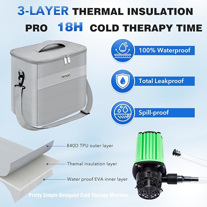Cold Therapy Machine with Programmable Timer: Portable Ice Therapy for Knee After Surgery - Knee Replacement Recovery System for Pain Relief - Cryotherapy Machine for Shoulder, Hip and Ankle
