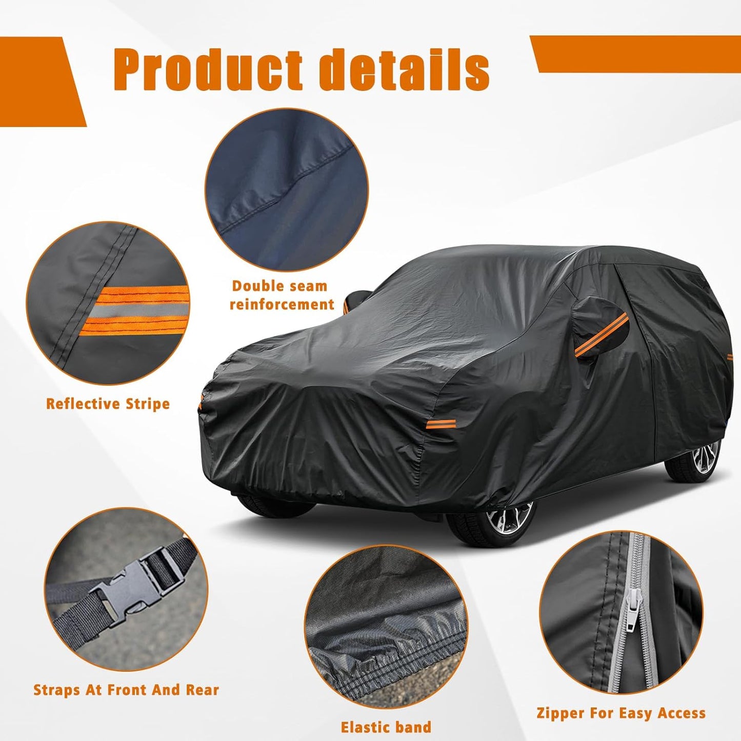 Kayme 7 Layers SUV Car Cover Custom Fit for Mazda CX-5 CX5 (2012-2025) Waterproof All Weather for Automobiles, Outdoor Full Cover Rain Sun UV Protection.Black