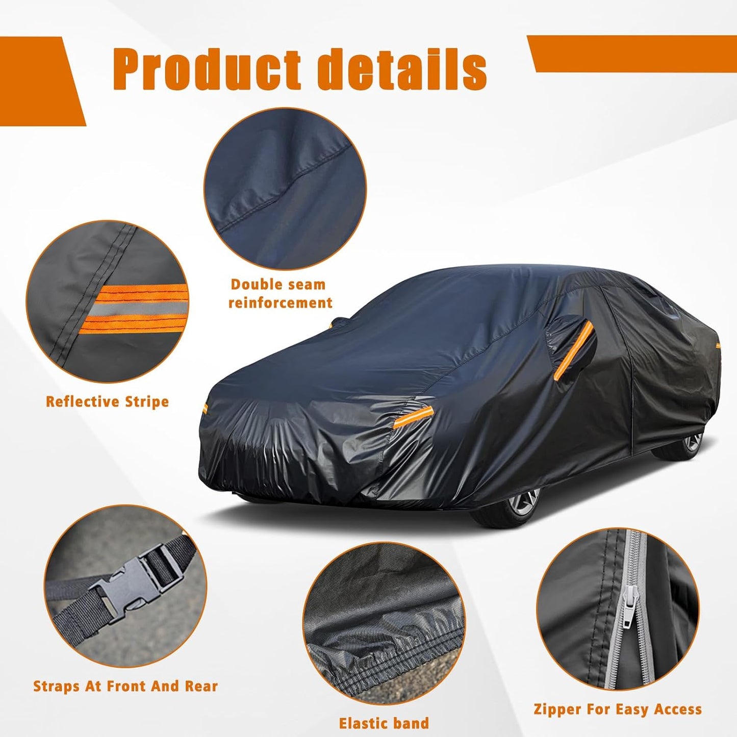 Kayme 7 Layers Car Cover Custom Fit for Lexus ES 300 330 350 (2015-2025) Waterproof All Weather for Automobiles, Outdoor Full Cover Rain Sun UV Protection.Black