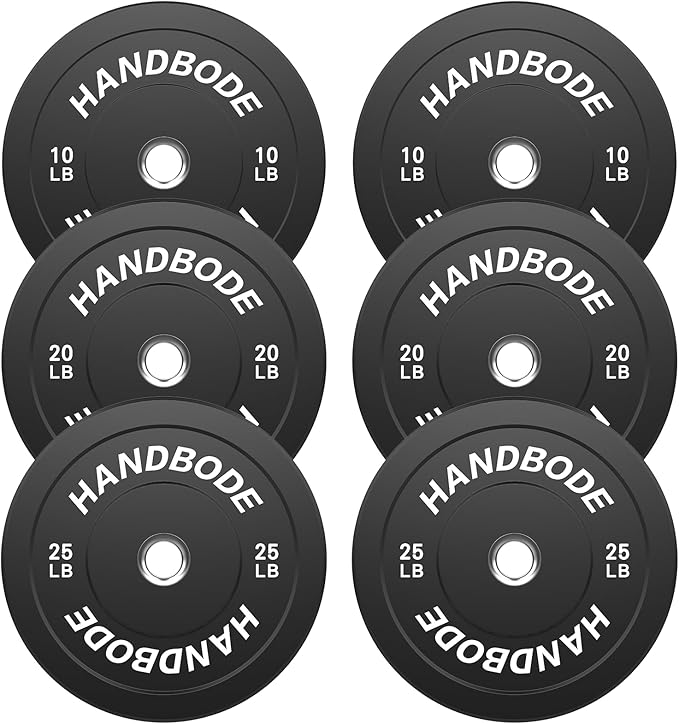 Colored Bumper Weight Plates Olympic Weight Plate Set 2-Inch, 10/15/20/25/35/45/55 lb Barbell Weight Plates Set for Home Gym, Rubber Strength Training Weights Plates for Weight Lifting