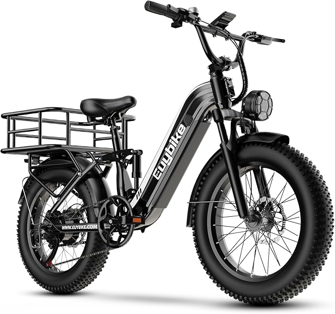 Electric Bike for Adults 1400W Peak, 48V 20AH(960WH) Removable Battery, 20"x4" Fat Tire Full Suspension 80 Miles Range Step-Thru 30+MPH Hunting Ebike, 7-Speed Dual Brakes Electric Bicycle