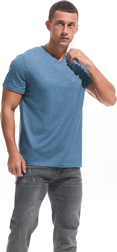VEIISAR Premium V Neck T Shirts for Men - Modern Fitted Tees Vneck Undershirts
