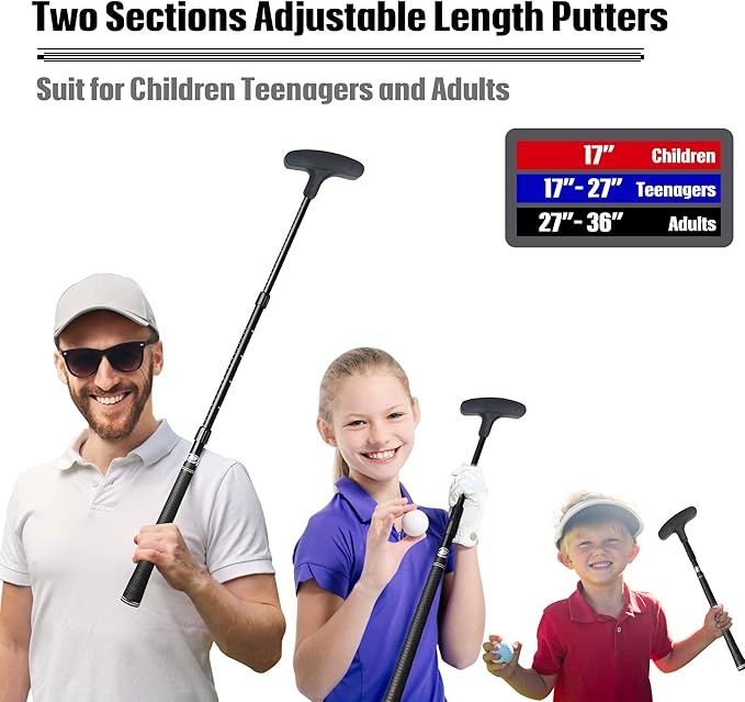 Golf Putter - Golf Putters for Men Right Handed Golfers or Left Handed Golf Putter for Kids and Womens Mini Golf Clubs Set - Two-Way Adjustable Length putters with 5 Golf Practice Ball