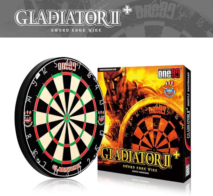 Gladiator Dartboard with Top-Grade African Sisal and Sword Edge Staple Free Wire Spider for Maximum Scoring Potential and Less Bounce Outs