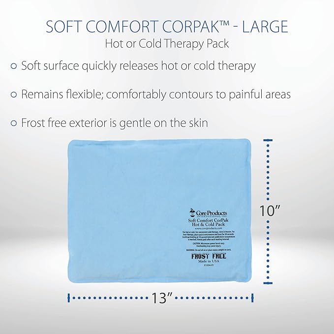 Core Products Soft Comfort CorPak – Reusable Hot & Cold Therapy Pack, Ice Pack for Injuries, No-Frost Compress for Muscle, Back & Joint Pain Relief – 10" x 13", Made in USA