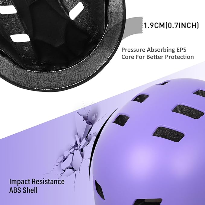 Bike Helmet 3 Sizes for Teenager Kids Youth Adults,Bavilk Skateboard Helmet Adjustable Multi-Sport Bicycle Cycling Scooter Roller Skate Inline Skating Rollerblading for Girls Boys Women Men Teen