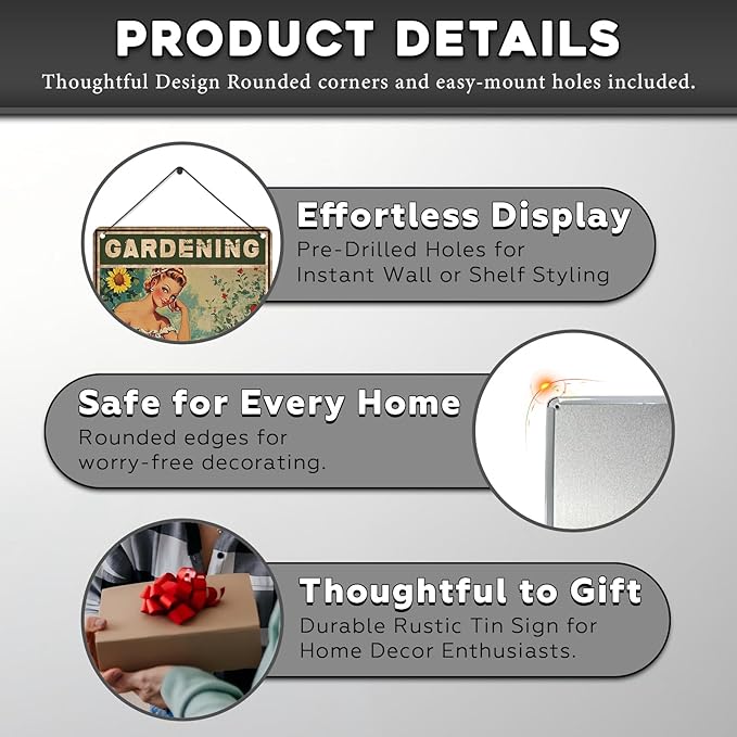 Gardening Because Murder Is Wrong Vintage Metal Tin Sign Rustic Wall Decor Outdoor Garden Art Yard Plaque Retro Home Decor Gift for Women Gardener Lovers 12 * 16inch