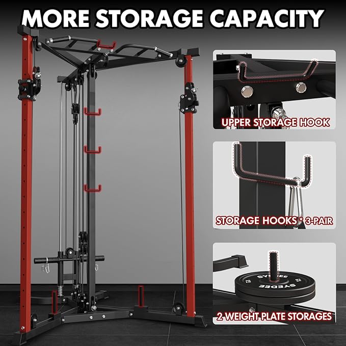 Mikolo Cable Crossover Machine, Functional Trainer with 17 Adjustable Positions, Home Gym Equipment with High and Low Pulley System for LAT Pulldowns and Seated Cable Row, Cable Fly Machine