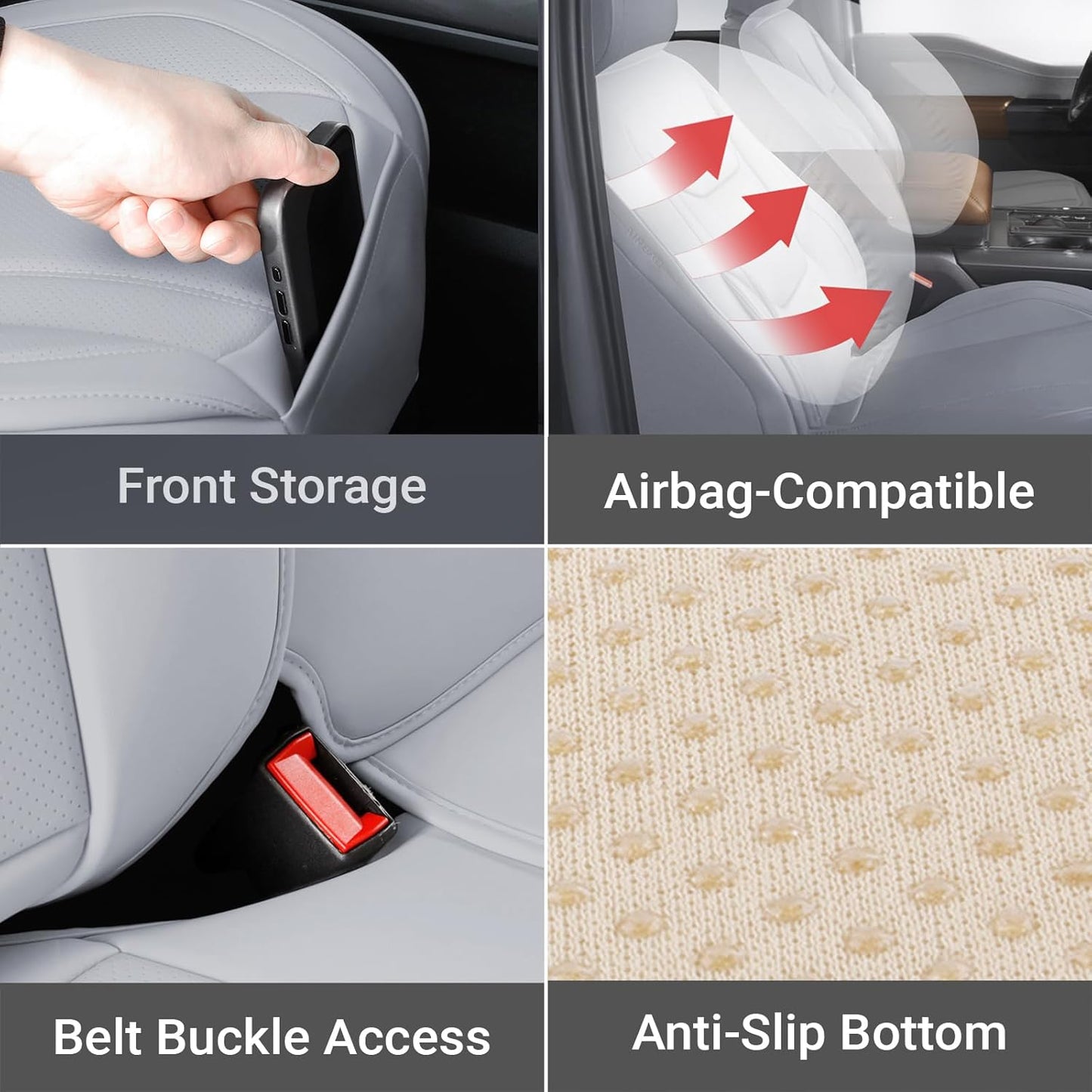 Coverland Custom Car Seat Covers Compatible with Frontier, Tacoma - Premium Leather Non-Slip Memory Foam Waterproof Seat Cover Custom Interior Protector Full Set-Gray [See Size Chart-Size X132]