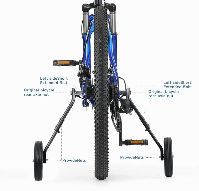 Heavy-Duty Bike Training Wheels for 24-26 Inch Bicycles - 300LB Capacity Adjustable Stabilizers with Thickened High-Carbon Steel & Durable Rubber Wheels