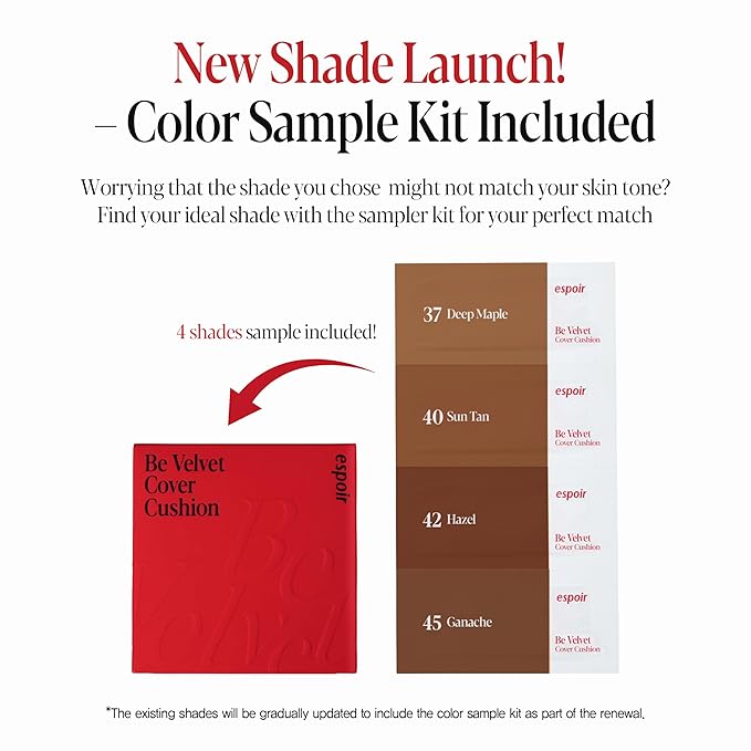 espoir [NEW] Be Velvet Cushion Foundation | Quick and Easy Coverage with Long-lasting Color by Zero Oxidation (#37 Deep Maple, 0.46 Ounce (Pack of 1))