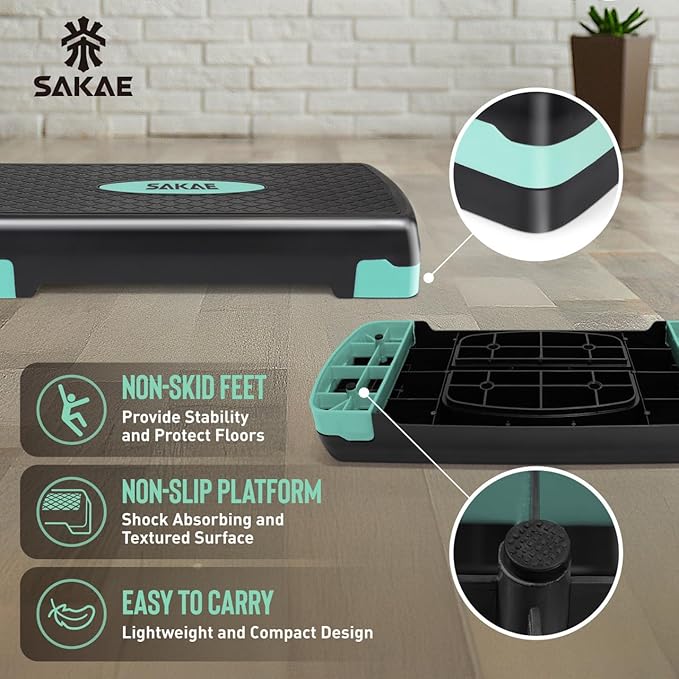 Aerobic Stepper Set with Dumbbells & Measuring Tape, Adjustable Height 2 Level Risers Workout Exercise Step Platform, 4 Colors, the Ultimate Gift for a Joyful Holiday and Merry Christmas