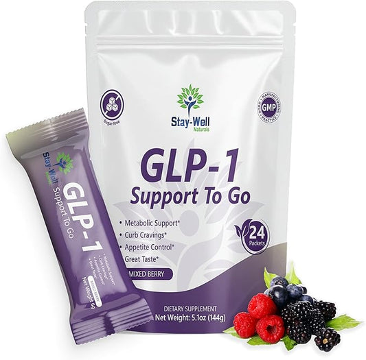 GLP-1 Supplement | Natural GLP-1 Production | GLP 1 Booster Drink Mix to Control Appetite and Cravings | Great Tasting Metabolic Support - Yerba Mate, Garcinia Cambogia, Berberine [Mixed Berry]