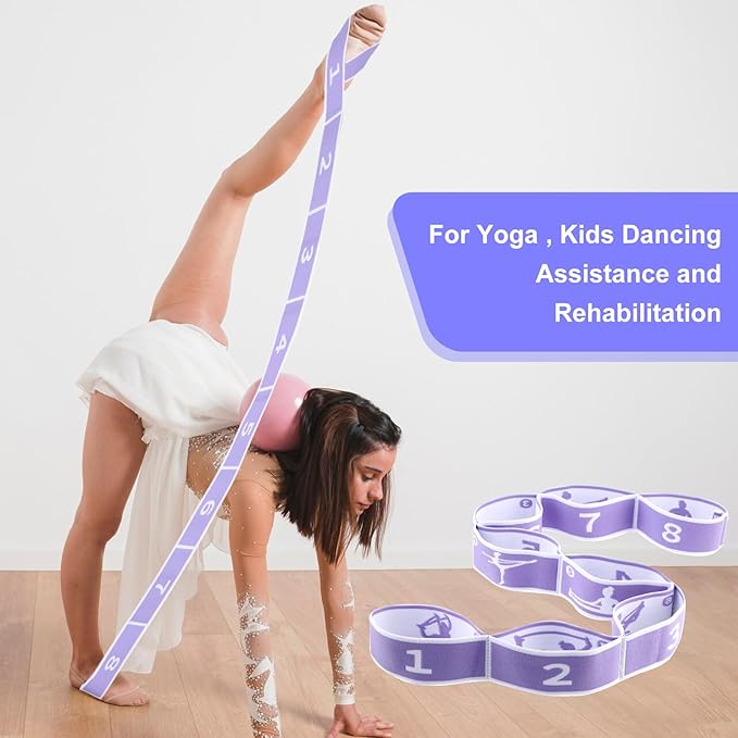 2Pcs Stretching Strap for Kids, Elastic Yoga Straps with Loops for Stretching Equipment, Kids Stretch Band, Resistance Bands, Gymnastics Stretch Band for Trainer Gymnastics Training, Yoga, Latin