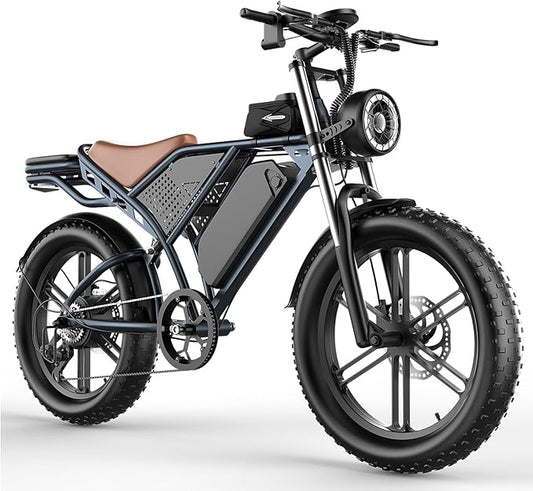 Electric Bike for Adults 1500W Motor 20" Fat Tire All-Terrain E-Bike 60-75 Miles 32MPH Electric Dirt Bike for Road Sand Mountain Snow - 48V 20AH Battery Powered Electric Motorcycle