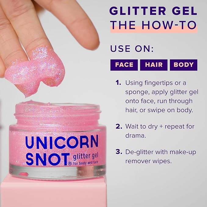 Unicorn Snot Face & Body Glitter - Cosmetic-Grade Holographic Glitter Gel - Makeup for Festivals, Raves, Anime Cosplay - Safe for Face, Easy Application & Removal, 1.7oz Pink (Flamingo)