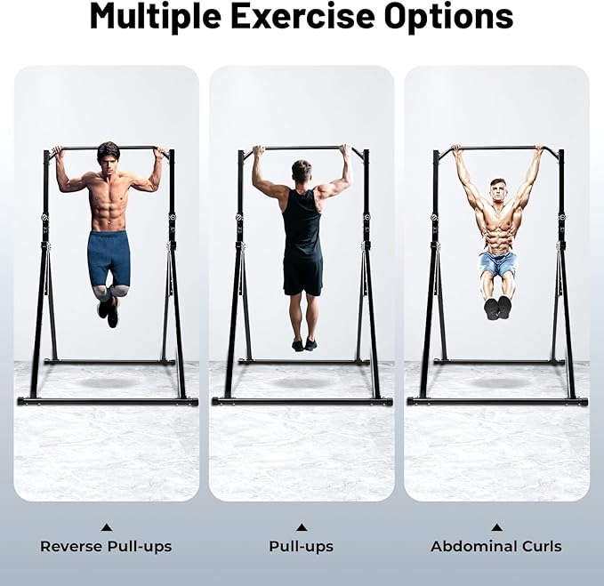 Foldable Power Tower Pull Up Bar Dip Station, 200kg/440.92lbs Triangular Pull Up Bar Station Adjustable, Multi-Function Strength Training Fitness Equipment for Home Gym