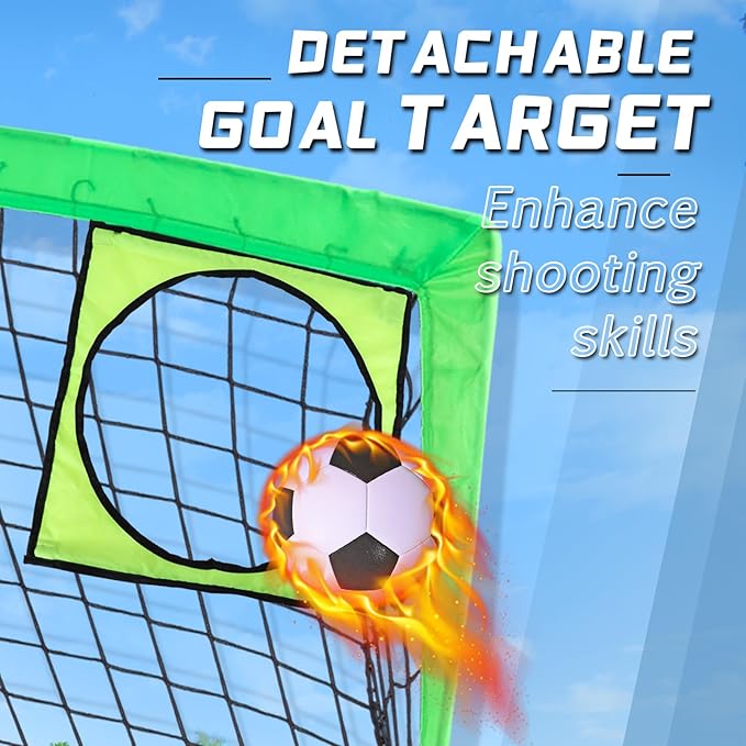 Kids Soccer Goal for Backyard, 6x4 9x5 FT Portable Soccer Nets Pop Up with Ball, Agility Ladder, Cones, Target & Carry Bag for Toddler Youth Outdoor Indoor Training Practice Sports Games Play