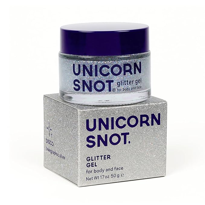 Unicorn Snot Face & Body Glitter - Cosmetic-Grade Holographic Glitter Gel - Makeup for Festivals, Raves, Anime Cosplay - Safe for Face, Easy Application & Removal, 1.7oz Silver (Disco)