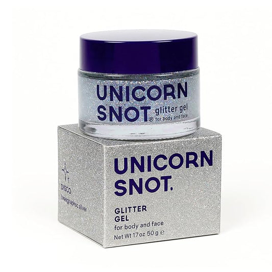 Unicorn Snot Face & Body Glitter - Cosmetic-Grade Holographic Glitter Gel - Makeup for Festivals, Raves, Anime Cosplay - Safe for Face, Easy Application & Removal, 1.7oz Silver (Disco)
