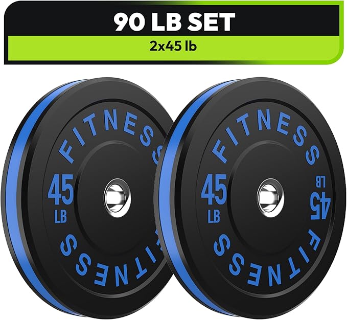 Rubber Weight Plates, Olympic Bumper Plate Set 2-Inch, 45/100 / 160/190 / 260/300 lb Barbell Weights for Home Gym, Colored Standard Strength Training Plates for Weightlifting
