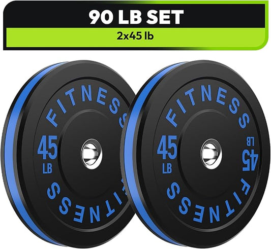 Rubber Weight Plates, Olympic Bumper Plate Set 2-Inch, 45/100 / 160/190 / 260/300 lb Barbell Weights for Home Gym, Colored Standard Strength Training Plates for Weightlifting
