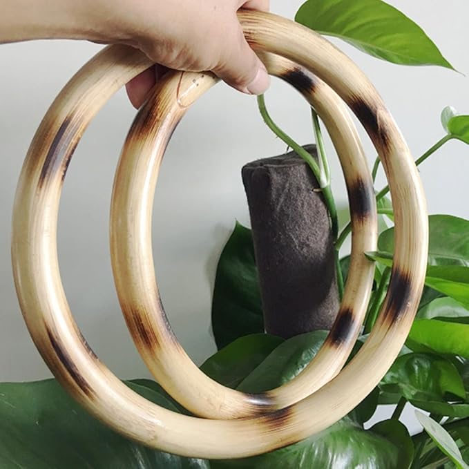 ZooBoo Wing Chun Rattan Ring - Natural Wood Rings Wing Tsun Kung Fu Wrist Hand Strength Training Equipment Yewen Sau Sticky IP Man Siu Lum Kung Fu Rings - Rattan 9 inch