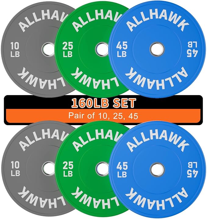 Colored Olympic Weight Plates, 2-inch Rubber Bumper Plate Set for Home Gym Barbell Weight Lifting and Strength Training