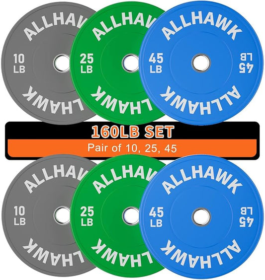 Colored Olympic Weight Plates, 2-inch Rubber Bumper Plate Set for Home Gym Barbell Weight Lifting and Strength Training