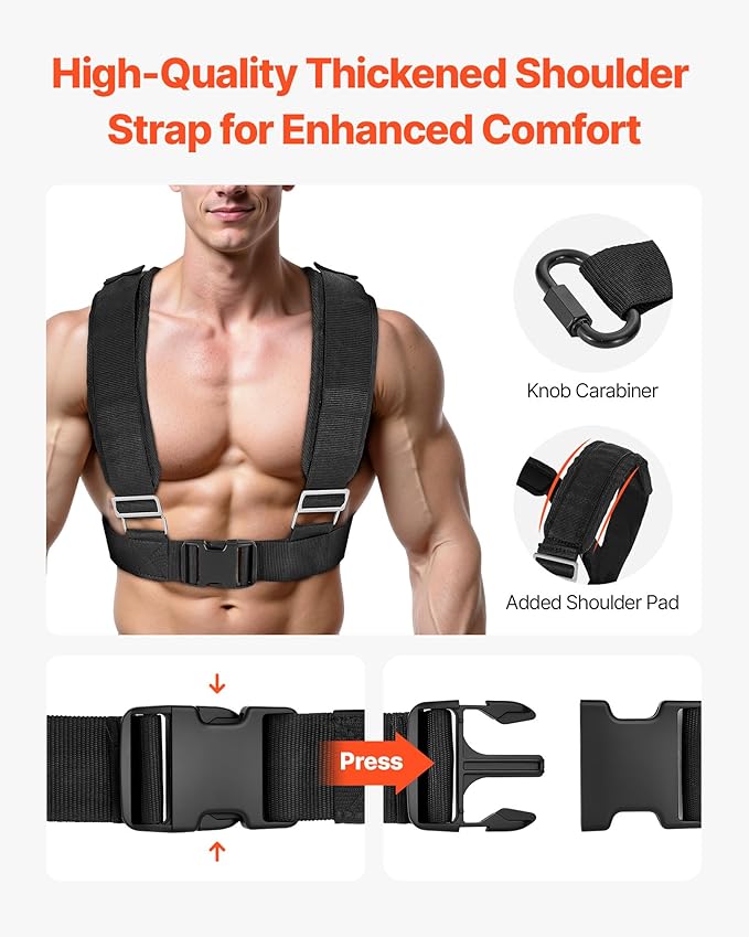VEVOR Weight Sled, Steel Power Sled, Fitness Strength Training Sleds for Athletic Exercise Speed Improvement, Workout Fitness Equipment with Handle, Compatible with 1/2 in Weight Plates, Orange