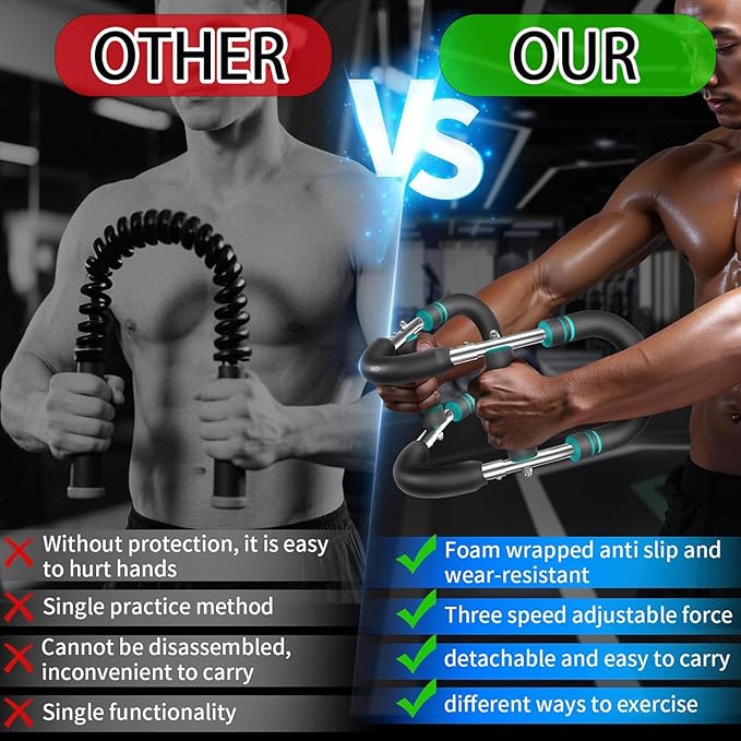 Twister Arm Trainer, Adjustable Chest Workout Equipment Upper Body Strength Training, Portable Power Twister Bar with Detachable Design, Arm Trainer, Home Gym & Travel Fitness Tool