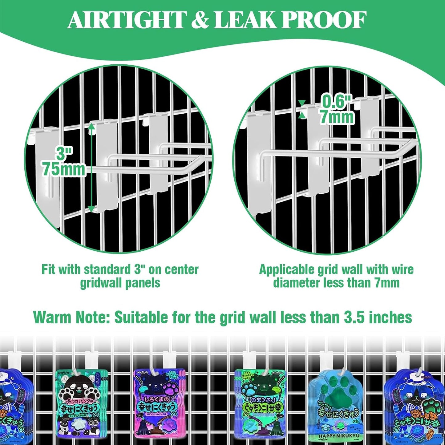 40Pcs 4" Gridwall Display Hooks Assortment Set, White Metal Grid Wall Panel Hanging Display Hook for Garage Shop Retail Storage, Wire Diameter 5mm// 0.2”