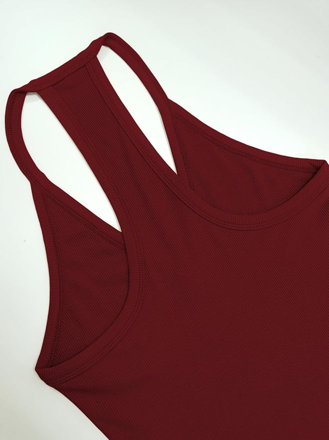 iGENJUN Workout Tops for Women Racerback Basic Tank Summer 2025 Camisole V Neck Slim Fit Ribbed Sleeveless