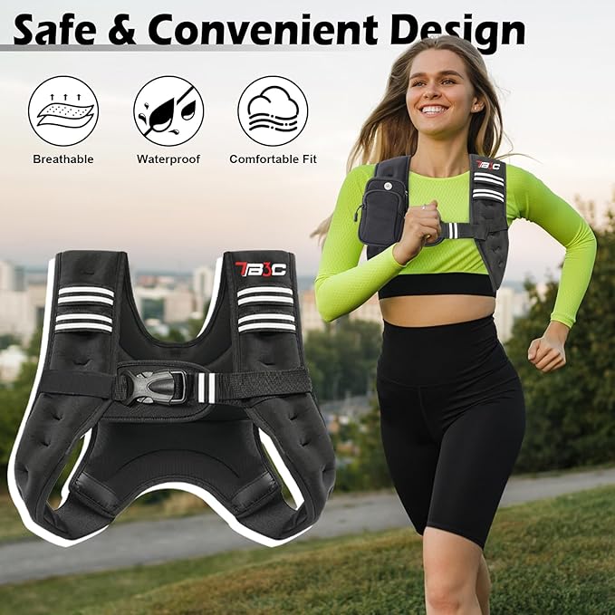 Weighted Vest Woman, 6/8/12/16/20/25/30LB Weight Vest for Women Men, Walking Jogging Workout, Running Vest with Reflective Stripe for Fitness Weight Loss Strength Training